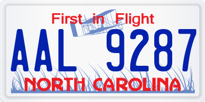 NC license plate AAL9287