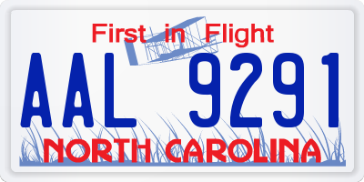 NC license plate AAL9291