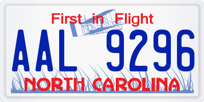 NC license plate AAL9296