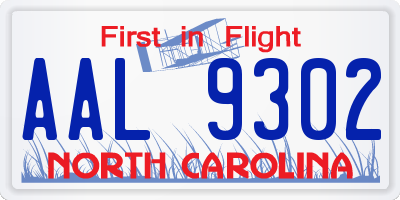 NC license plate AAL9302