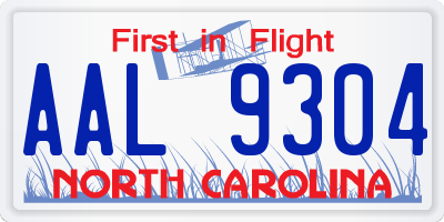 NC license plate AAL9304
