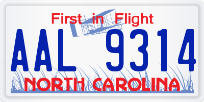 NC license plate AAL9314