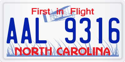 NC license plate AAL9316