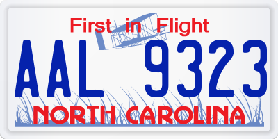 NC license plate AAL9323