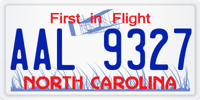 NC license plate AAL9327