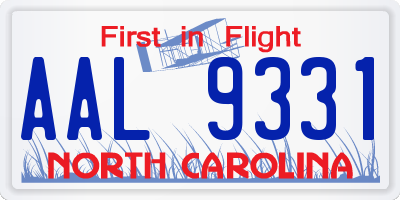 NC license plate AAL9331