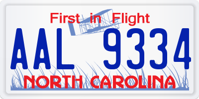 NC license plate AAL9334