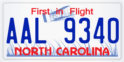 NC license plate AAL9340