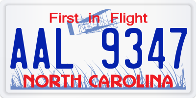 NC license plate AAL9347