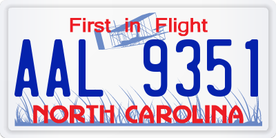 NC license plate AAL9351