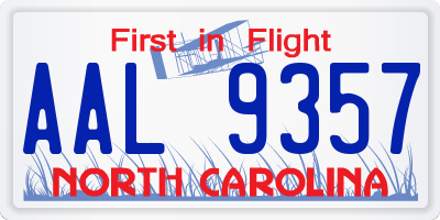 NC license plate AAL9357