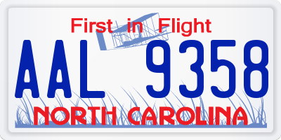 NC license plate AAL9358