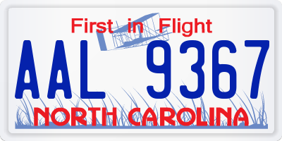 NC license plate AAL9367