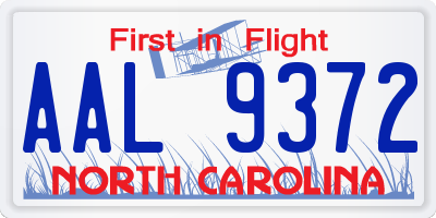 NC license plate AAL9372