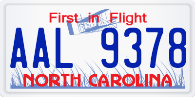 NC license plate AAL9378