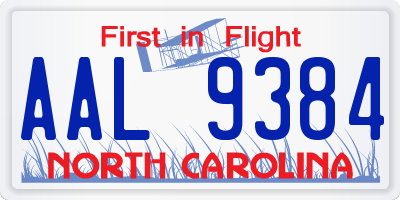 NC license plate AAL9384