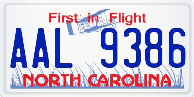 NC license plate AAL9386