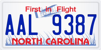 NC license plate AAL9387