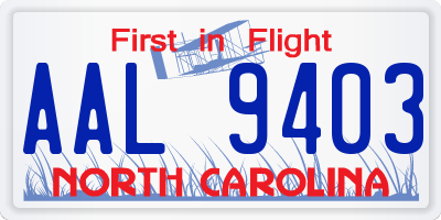 NC license plate AAL9403