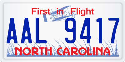 NC license plate AAL9417