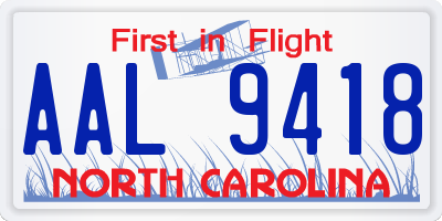 NC license plate AAL9418