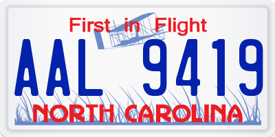 NC license plate AAL9419