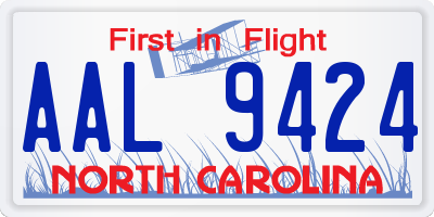 NC license plate AAL9424