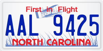 NC license plate AAL9425