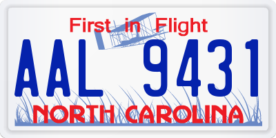 NC license plate AAL9431