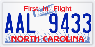 NC license plate AAL9433