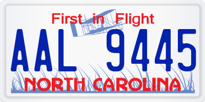 NC license plate AAL9445