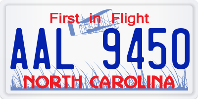 NC license plate AAL9450