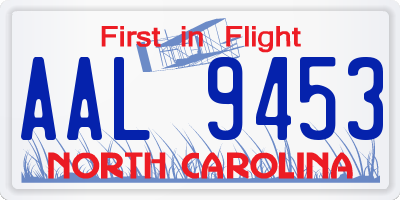 NC license plate AAL9453