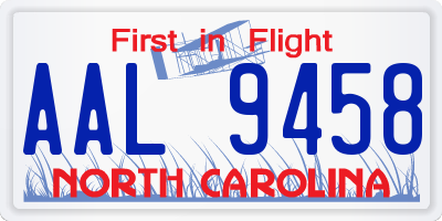 NC license plate AAL9458