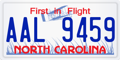 NC license plate AAL9459