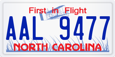 NC license plate AAL9477