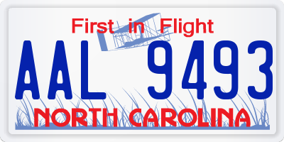 NC license plate AAL9493