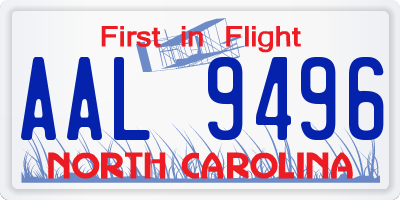 NC license plate AAL9496