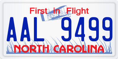 NC license plate AAL9499