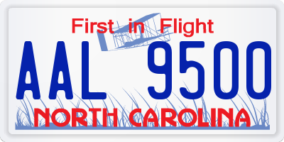 NC license plate AAL9500