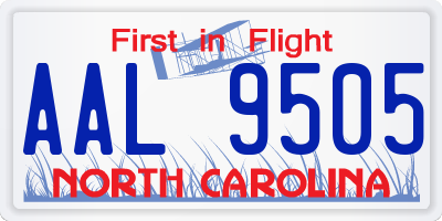 NC license plate AAL9505