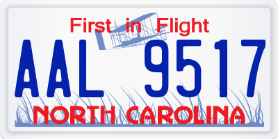 NC license plate AAL9517