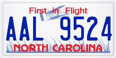 NC license plate AAL9524