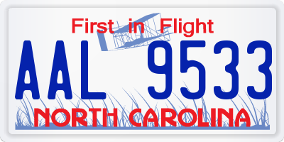 NC license plate AAL9533