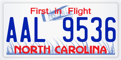 NC license plate AAL9536