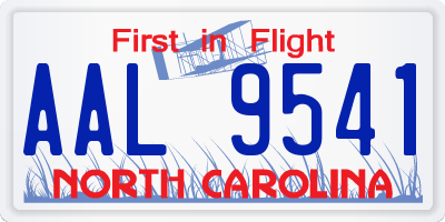 NC license plate AAL9541