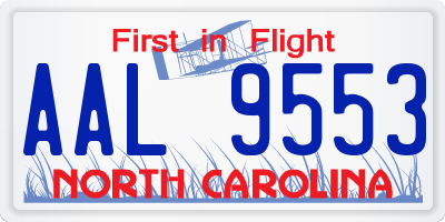 NC license plate AAL9553