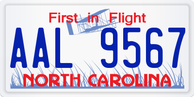 NC license plate AAL9567