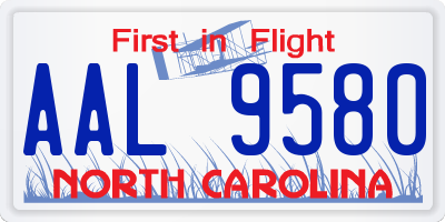 NC license plate AAL9580