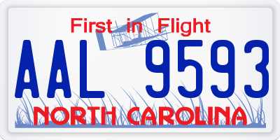 NC license plate AAL9593